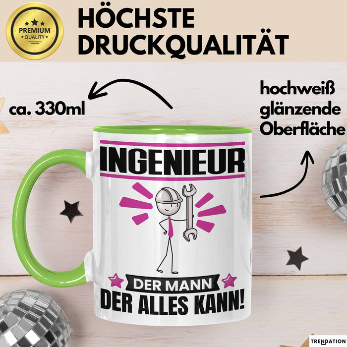 Ingenieur Tasse Geschenk für Ingenieur Der Mann Der Alles Kann Geschenkidee zum Geburtstag Grün Trendation