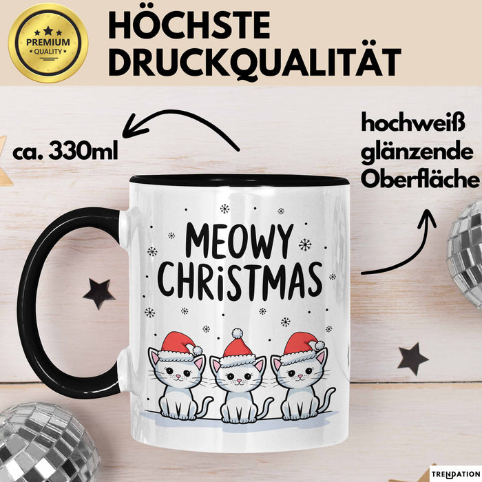 Katze Weihnachtsfeier Tasse Geschenk Lustige Geschenkidee Spruch Meowy Christmas Trendation