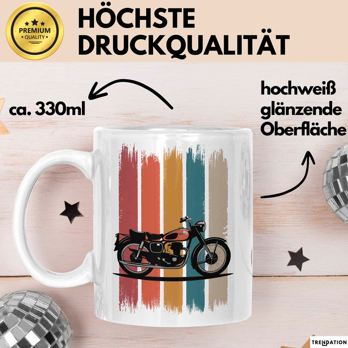 Retro Motorrad Tasse Geschenk Lustige Geschenkidee Spruch Weiß Trendation