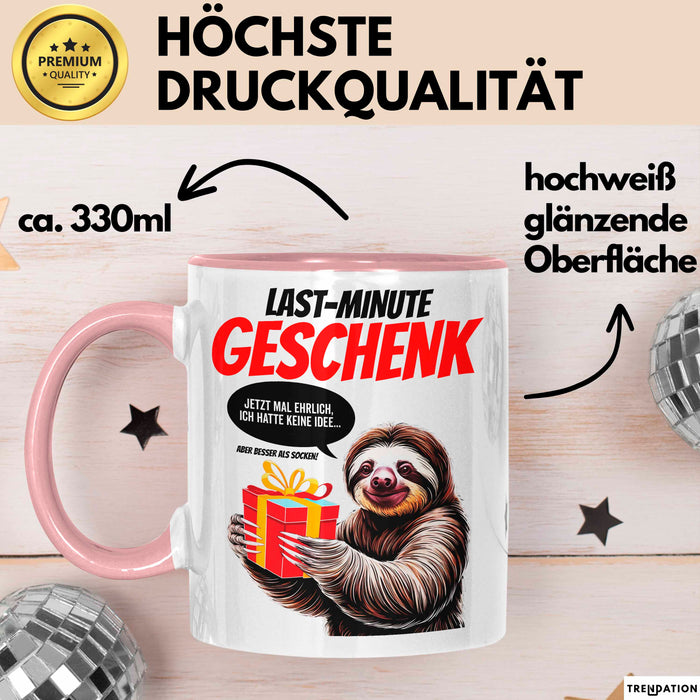 Sarkastisches Faultier Tasse Geschenk Lustige Geschenkidee Spruch Last Minute Geschenk Rosa Trendation