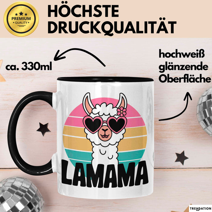 Lama Alpaka Mama Mutter Schwangerschaft Tasse Becher Geschenk Lustige Geschenkidee Spruch Lamama Trendation