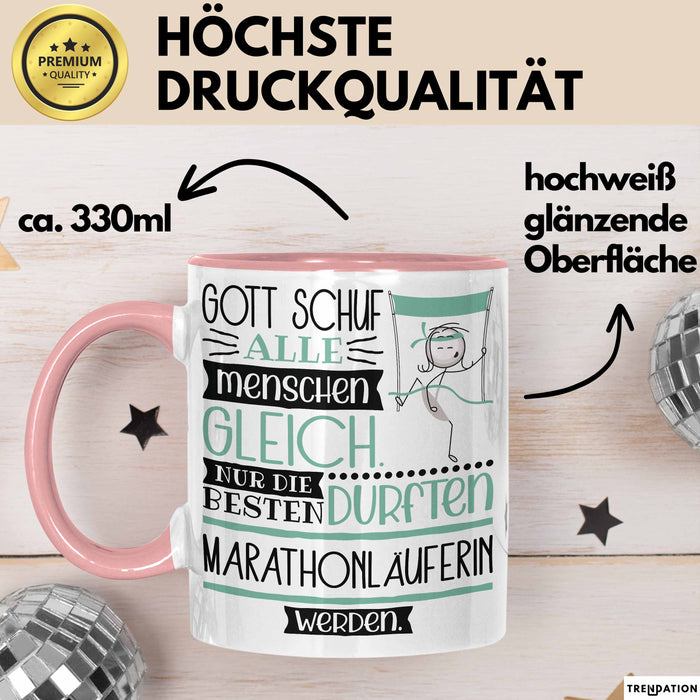 Marathonläuferin Geschenk Becher Tasse Gott Schuf Alle Menschen Gleich Nur Die Besten Durfeten Marathonläuferin Werden Geschenkidee Lustig Rosa Trendation