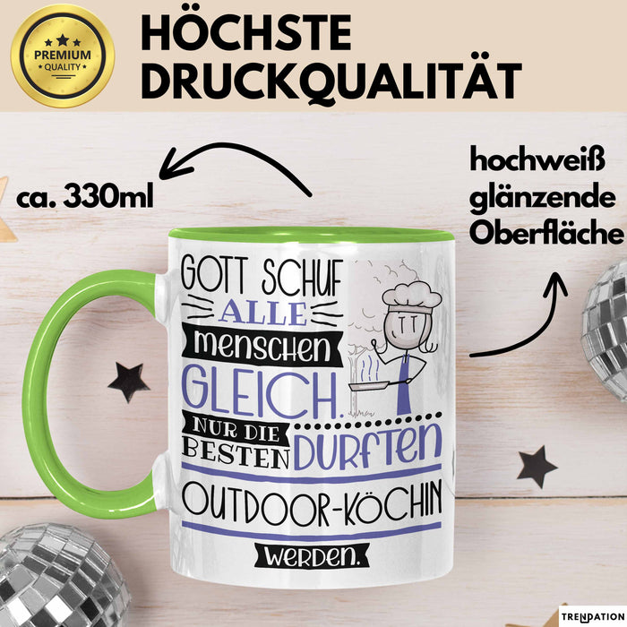 Outdoor-Köchin Geschenk Becher Tasse Gott Schuf Alle Menschen Gleich Nur Die Besten Durfeten Outdoor-Köchin Werden Geschenkidee Lustig Grün Trendation