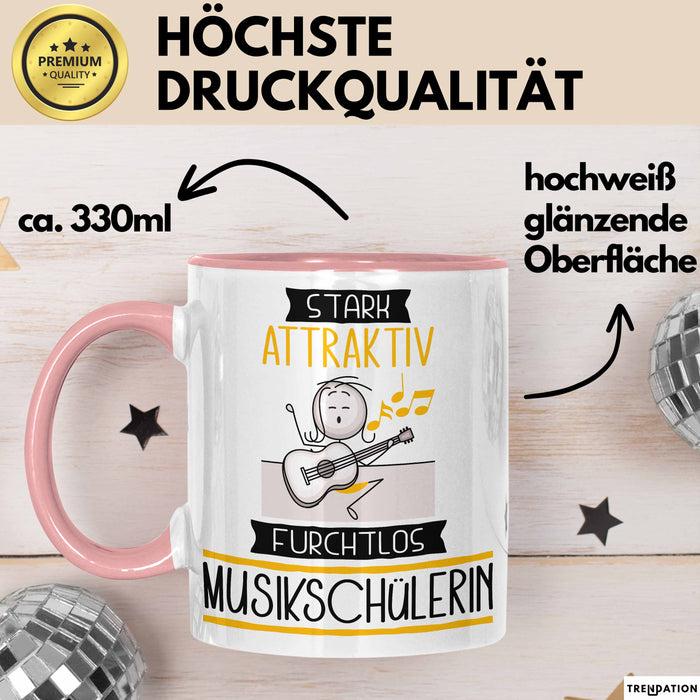 Musikschülerin Tasse Geschenk Becher Stark Attraktiv Furchtlos Musikschülerin Lustige Geschenkidee Rosa Trendation
