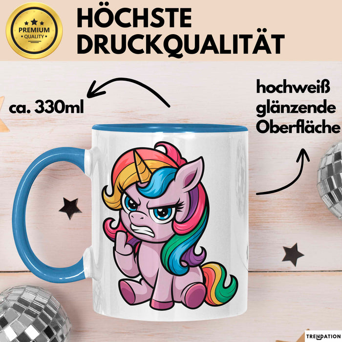 Sarkastisches Einhorn Tasse Geschenk Lustige Geschenkidee Blau Trendation