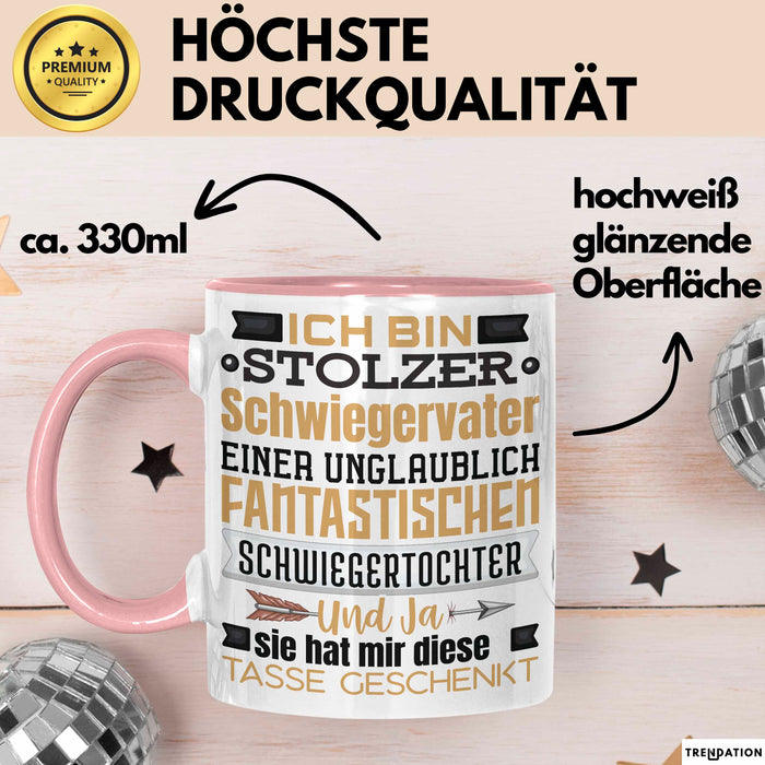 Schwiegervater Geschenk Von Schwiegertochter Geschenkidee Tasse Spruch Becher Rosa Trendation