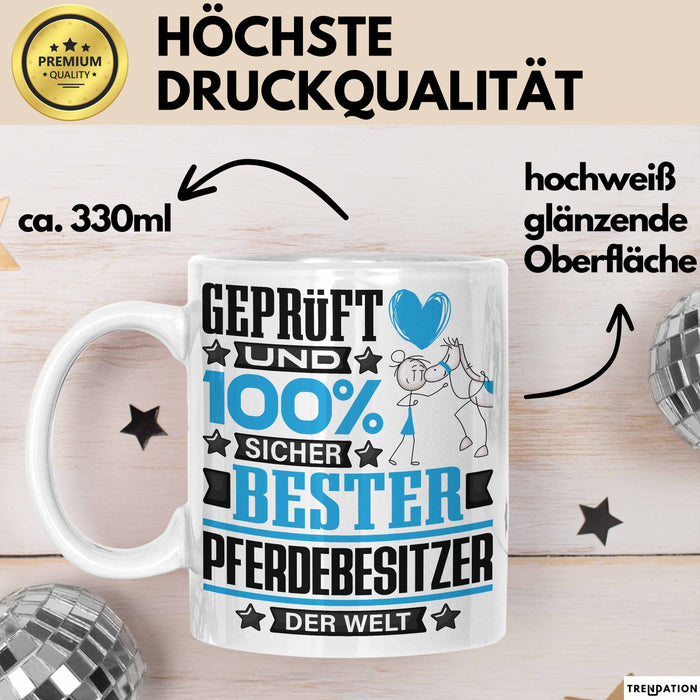 Pferdebesitzer Geschenk Lustiger Spruch für Pferdebesitzer Geschenkidee Bester Pferdebesitzer Der Welt Weiß Trendation