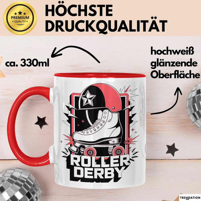 Roller Derby Spieler Tasse Geschenk Lustige Geschenkidee Spruch Für Derby Fans Rot Trendation