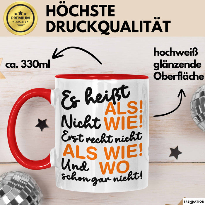 Deutschlehrer Unterricht Tasse Geschenk Lustige Geschenkidee Spruch Rot Trendation