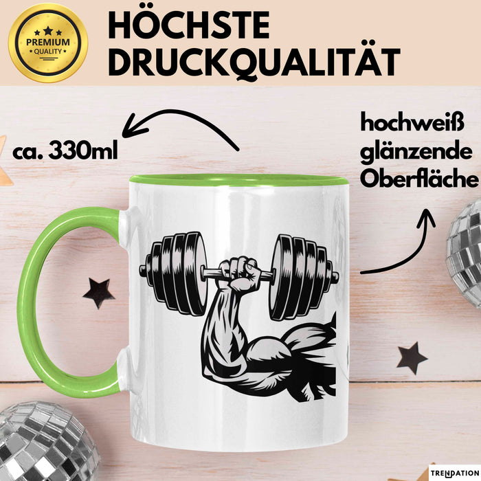 Bodybuilder Tasse Geschenkidee für Fitness Experten Grün Trendation