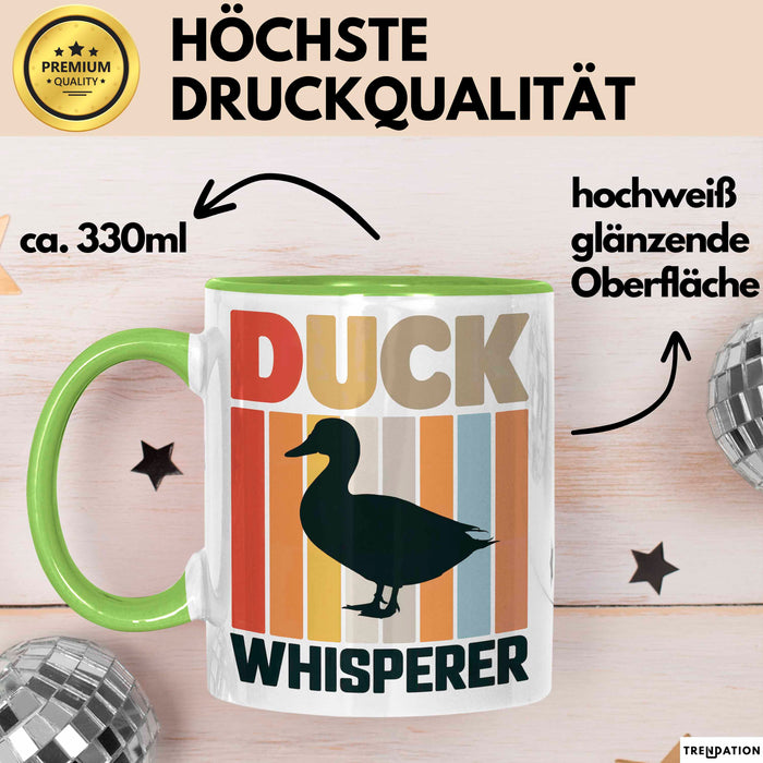 Quietscheente Tier Tasse Geschenk Lustige Geschenkidee Spruch Entenflüsterer Grün Trendation
