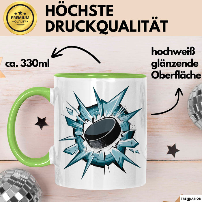 Eishockey Fan Tasse Geschenkidee für Wintersportliebhaber Grün Trendation