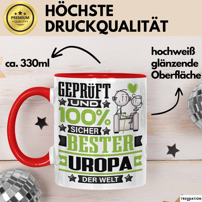 Uropa Geschenk Lustiger Spruch für Uropa Geschenkidee Bester Uropa Der Welt Rot Trendation