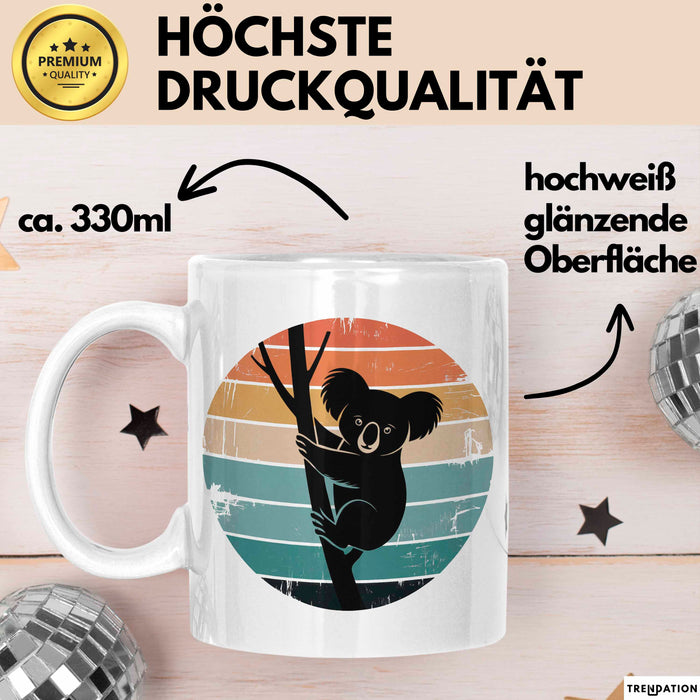 Retro Koala Tierliebhaber Tasse Geschenk Lustige Geschenkidee Spruch Weiß Trendation