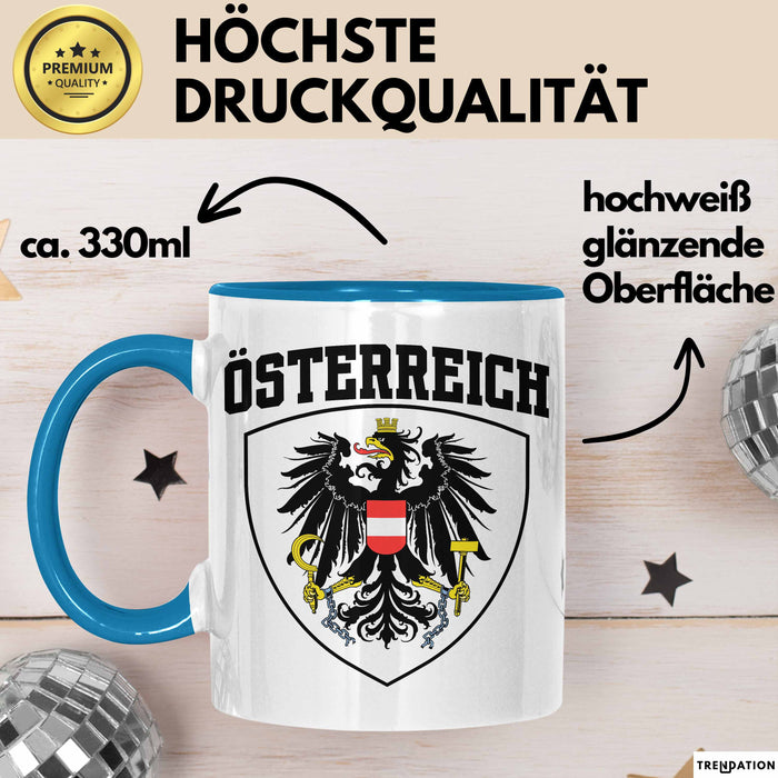 Österreich Tasse Geschenk Flagge Austria Blau Trendation