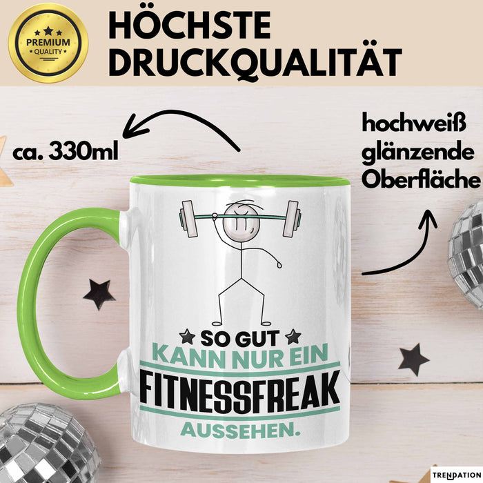 Fitnessfreak Geschenk Tasse So Gut Kann Nur Ein Fitnessfreak Aussehen Geschenkidee Kaffee-Becher Grün Trendation