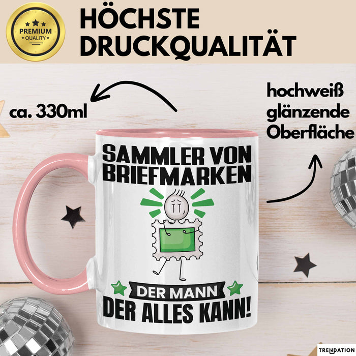 SammlervonBriefmarken Tasse Geschenk für SammlervonBriefmarken Der Mann Der Alles Kann Geschenkidee zum Geburtstag Rosa Trendation