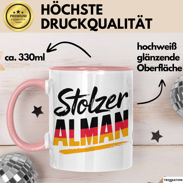 Deutschland Deutscher Bürger Tasse Geschenk Lustige Geschenkidee Spruch Stolzer Alman Rosa Trendation