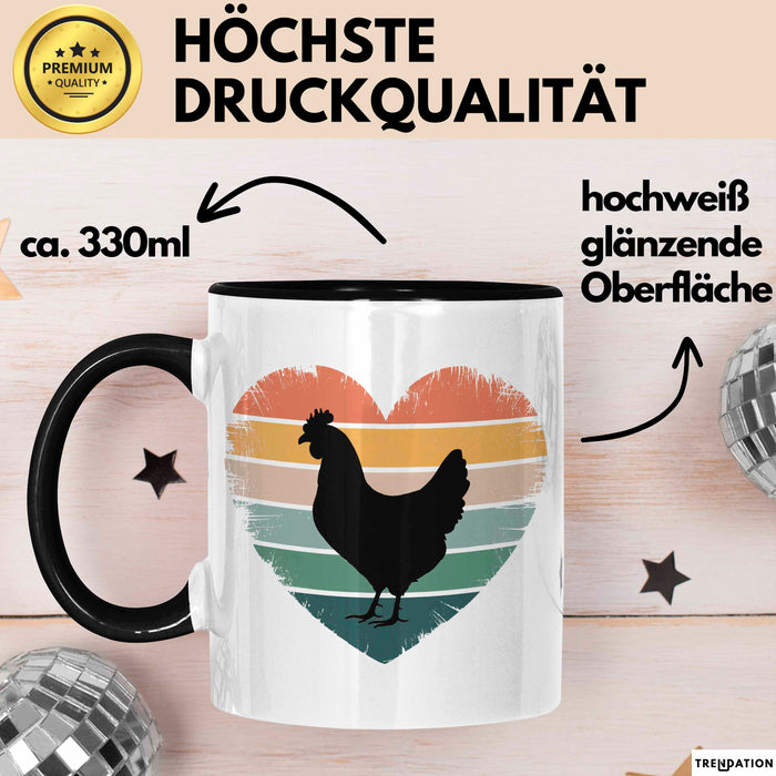 Huhn Tier Bauer Tasse Becher Geschenk Lustige Geschenkidee Spruch Hühnerherz Schwarz Trendation