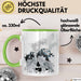 Wolf Tasse Geschenk Heulender Wolf Vögel Mond Silhouetten Geschenkidee Grün Trendation