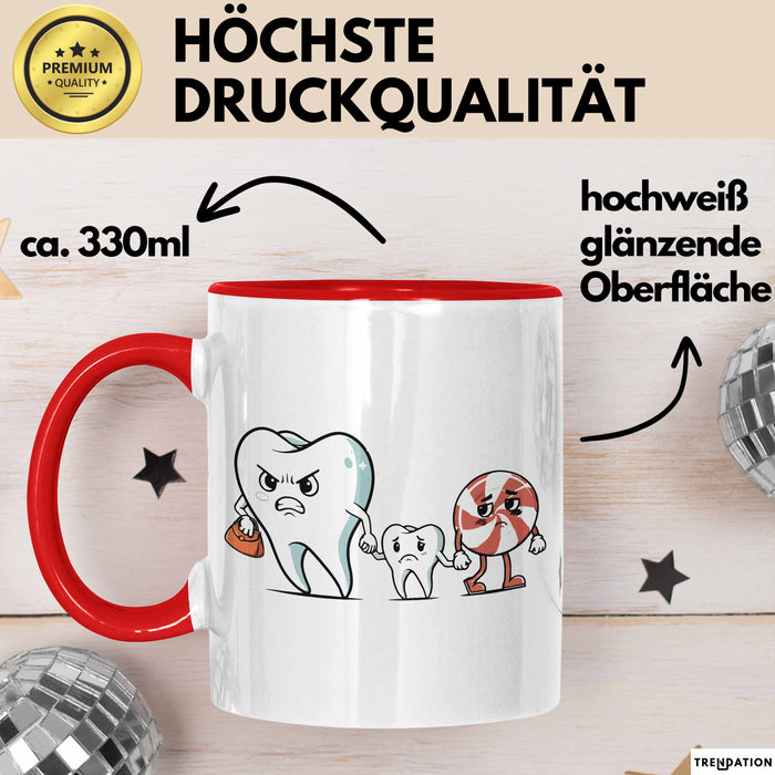 Zahnarzt Tasse Geschenk Karies Vorsorge Geschenkdiee Rot Trendation