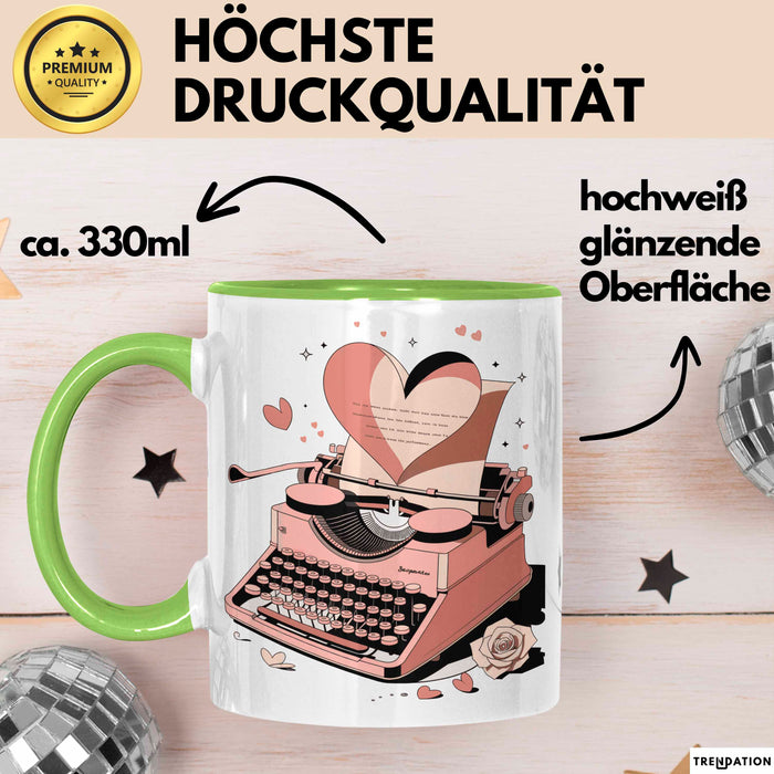Liebesroman Autor Tasse Geschenkidee für Liebesgeschichte Grün Trendation