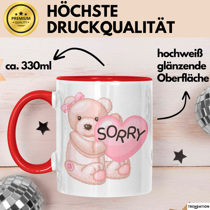 Entschuldigung Tasse Es Tur Mir Leid Geschenkidee Sorry Becher Rot Trendation