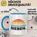 Tasse Retro SIEBEN. Design mit Sonnenuntergangsfarben 7. Geburtstag Jungs Blau Trendation