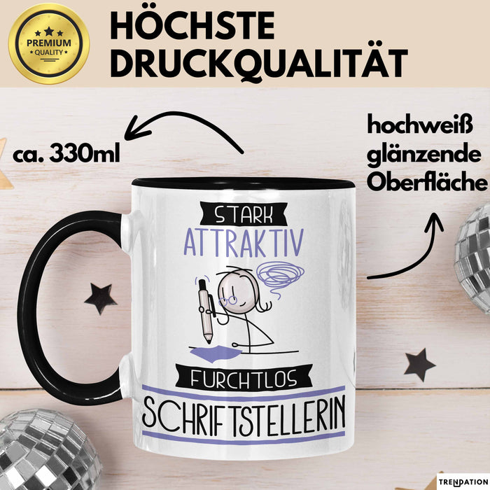 Schriftstellerin Tasse Geschenk Becher Stark Attraktiv Furchtlos Schriftstellerin Lustige Geschenkidee Trendation