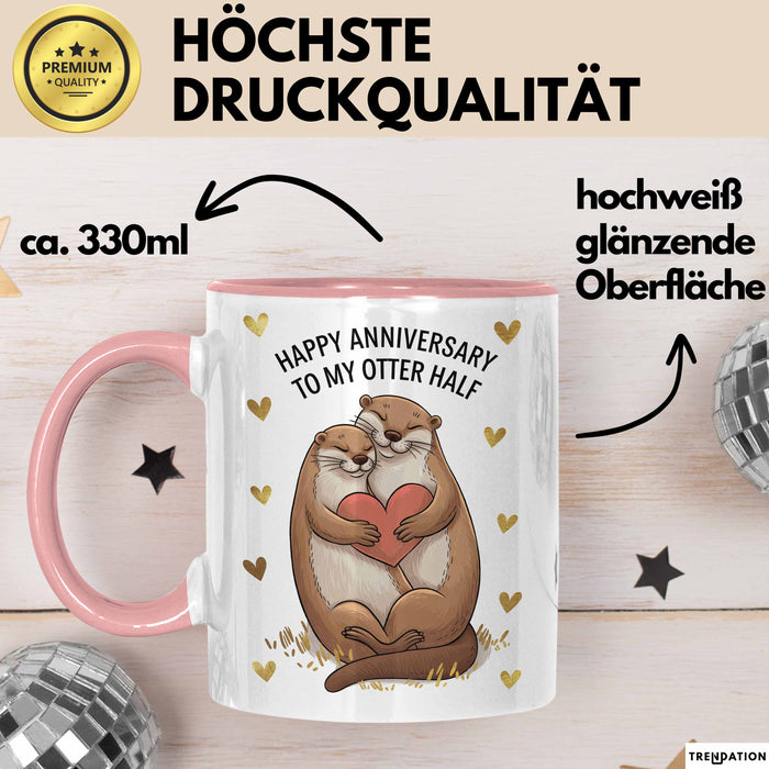 Romantisches Paar Jahrestagsfeier Tasse Geschenk Lustige Geschenkidee Spruch Alles Gute Zum Hochzeitstag Für Meine Otter Hälfte Rosa Trendation