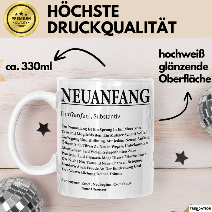 Büroarbeit Kollege Tasse Geschenk Lustige Geschenkidee Spruch Neuanfang Definition Weiß Trendation