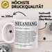 Büroarbeit Kollege Tasse Geschenk Lustige Geschenkidee Spruch Neuanfang Definition Weiß Trendation