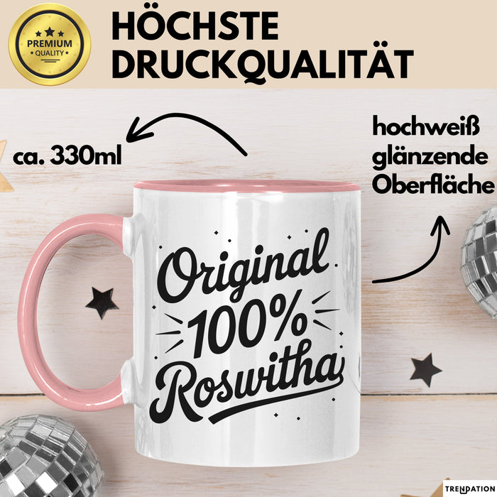Roswitha Tasse Geschenk Original 100% Roswitha Geschenkidee Geburtstag Rosa Trendation