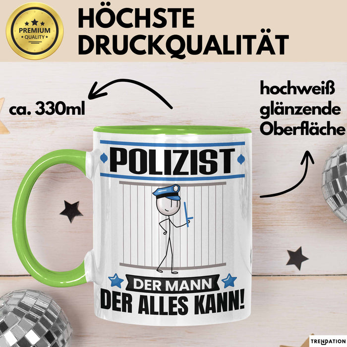 Polizist Tasse Geschenk für Polizist Der Mann Der Alles Kann Geschenkidee zum Geburtstag Grün Trendation
