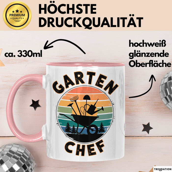 Garten Pflanzen Gärtner Tasse Geschenk Lustige Geschenkidee Spruch Garten Chef Rosa Trendation