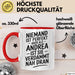 Andrea Tasse Geschenk Niemand Ist Perfekt Andrea Verdammt Nah Dran Geschenkidee Rot Trendation