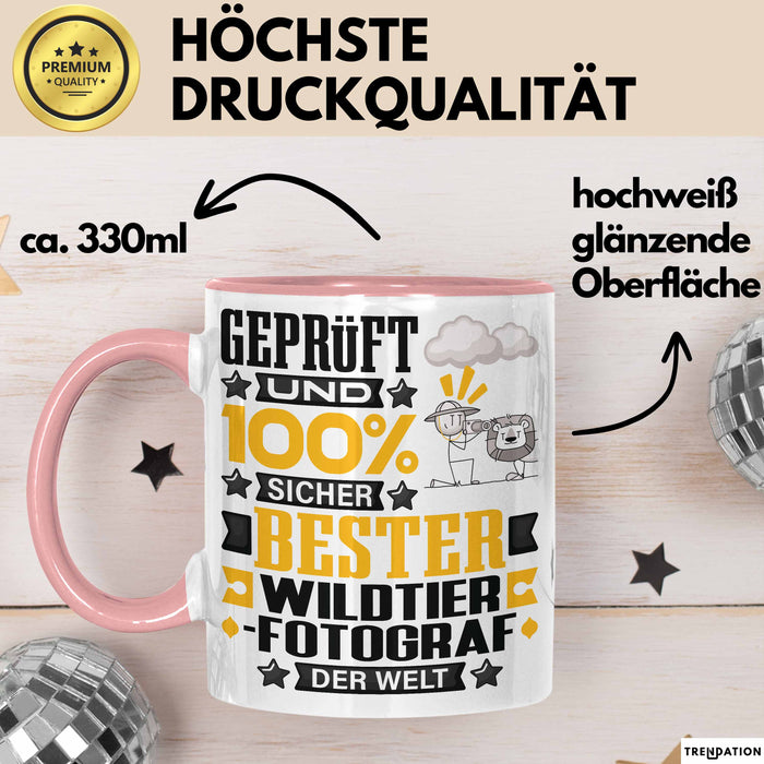 Wildtierfotograf Geschenk Lustiger Spruch für Wildtierfotograf Geschenkidee Bester Wildtierfotograf Der Welt Rosa Trendation