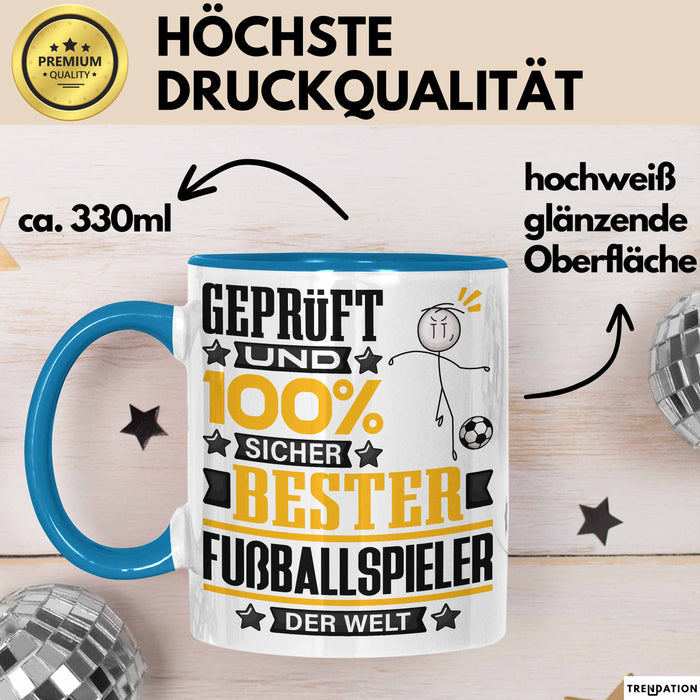 Fußballspieler Geschenk Lustiger Spruch für Fußballspieler Geschenkidee Bester Fußballspieler Der Welt Blau Trendation