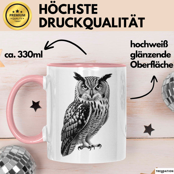 Eule Tierliebhaber Tasse Geschenk Lustige Geschenkidee Spruch Rosa Trendation