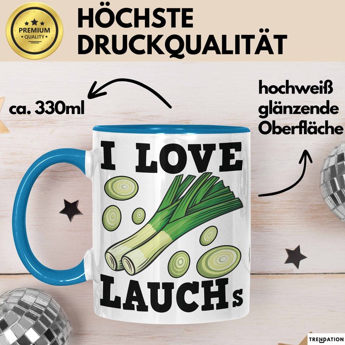 I Love Lauchs Tasse Geschenk Jogger Fitness Fun Spass Blau Trendation