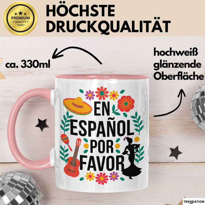 Spanischlehrer Unterricht Tasse Geschenk Lustige Geschenkidee Spruch En Español Por Favor Rosa Trendation