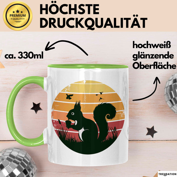 Eichhörnchen Tierliebhaber Retro Tasse Geschenk Lustige Geschenkidee Spruch Grün Trendation