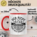 Lustiger Spruch Tasse Wer Nicht Mit Mir Auskommt Muss Eben Noch EIn Bisschen An Sich Arbeiten Kaffee-Becher Humor Rot Trendation