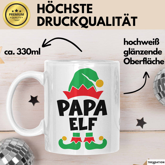 Papa Elf Tasse Geschenk Weihnachten Papa Geschenkidee Papaelfe Weiß Trendation