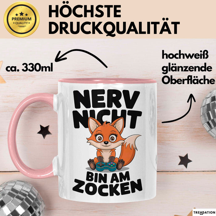Fuchs Tierliebhaber Tasse Geschenk Lustige Geschenkidee Spruch Nerv Nicht Bin Am Zocken Rosa Trendation