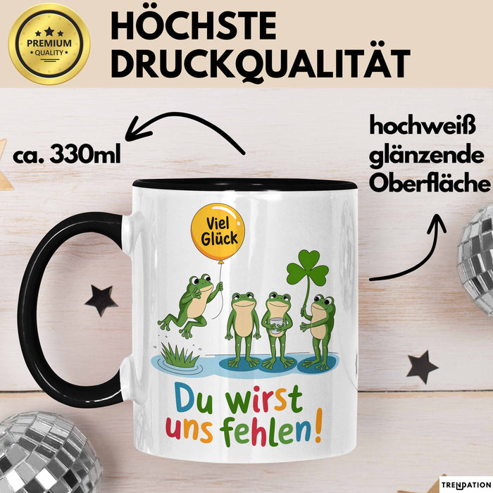 Büroarbeit Kollege Abschied Frösche Tasse Geschenk Lustige Geschenkidee Spruch Du Wirst Uns Fehlen Trendation
