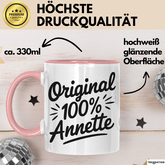 Annette Tasse Geschenk Original 100% Annette Geschenkidee Geburtstag Rosa Trendation