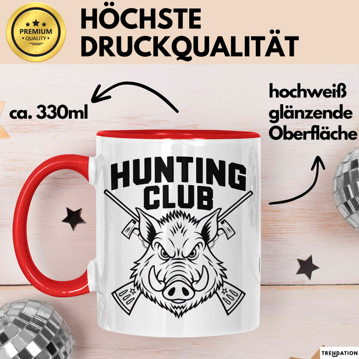 Wildschwein Jäger Tasse Geschenk Lustige Geschenkidee Spruch Rot Trendation