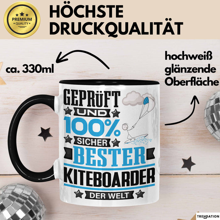 Kiteboarder Geschenk Lustiger Spruch für Kiteboarder Geschenkidee Bester Kiteboarder Der Welt Schwarz Trendation