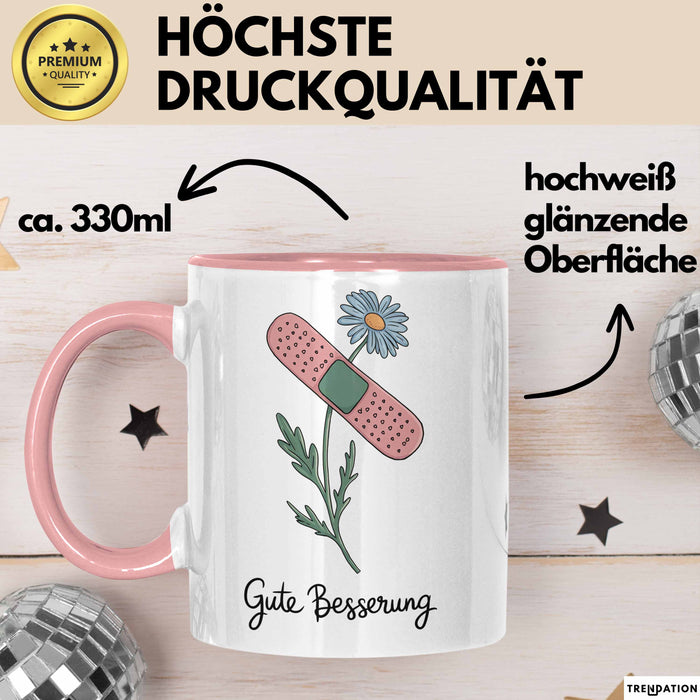 Patienten Kranke Menschen Tasse Geschenk Lustige Geschenkidee Spruch Gute Besserung Rosa Trendation